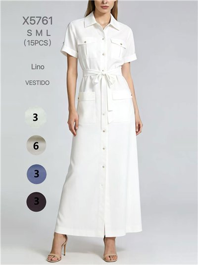 Vestido camisero largo con cinturón 2