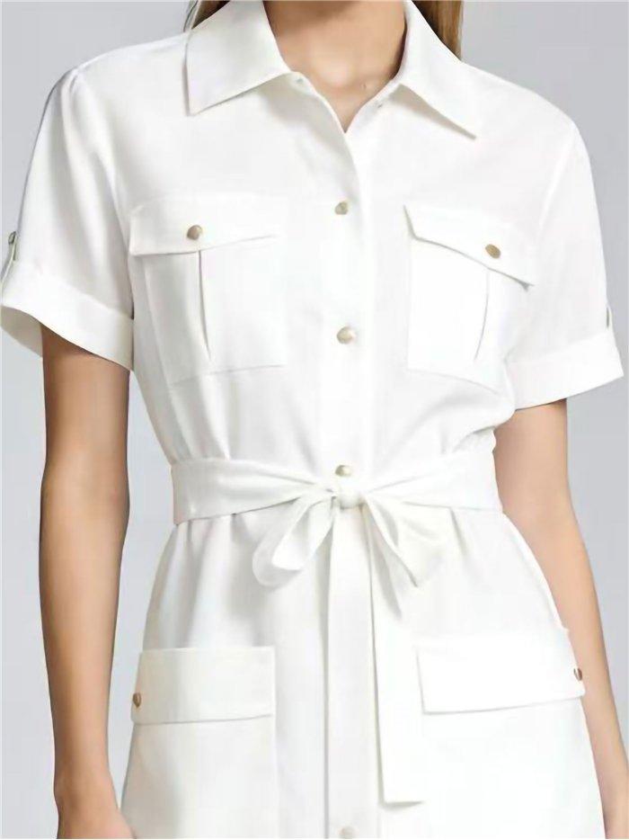 Vestido camisero largo con cinturón