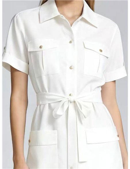 Vestido camisero largo con cinturón