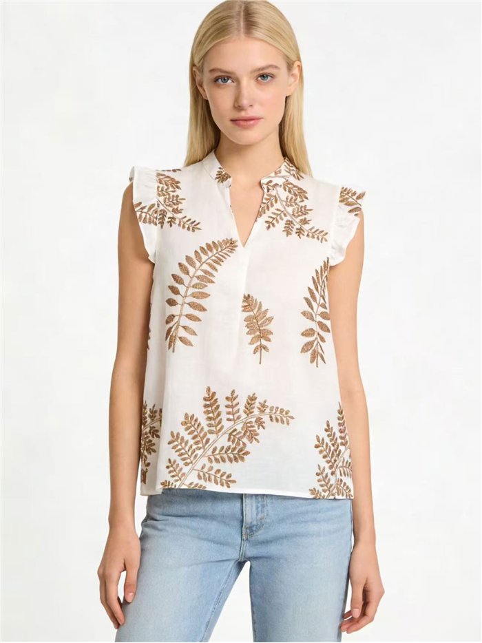 Blusa bordada de hojas