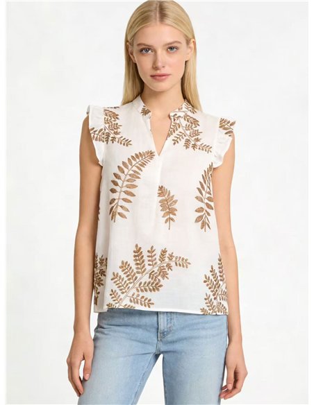 Blusa bordada de hojas