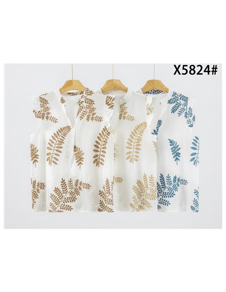 Blusa bordada de hojas