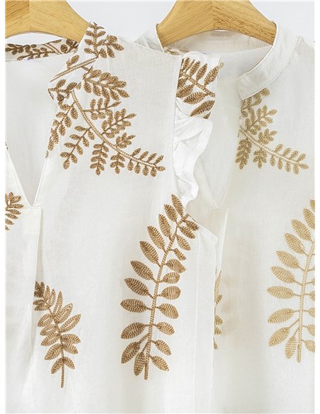 Blusa bordada de hojas