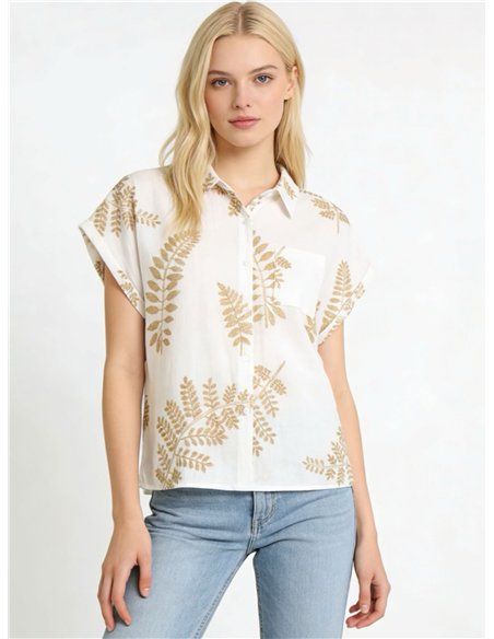 Camisa bordada de hojas