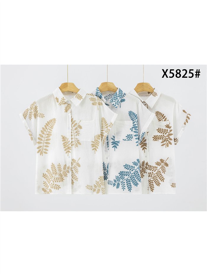 Camisa bordada de hojas