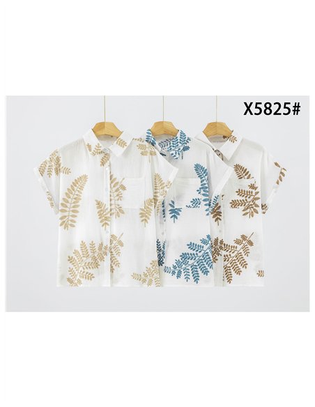 Camisa bordada de hojas