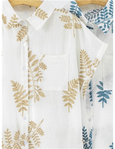 Camisa bordada de hojas