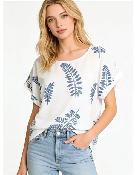 Blusa bordada de hojas