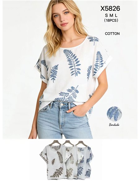 Blusa bordada de hojas