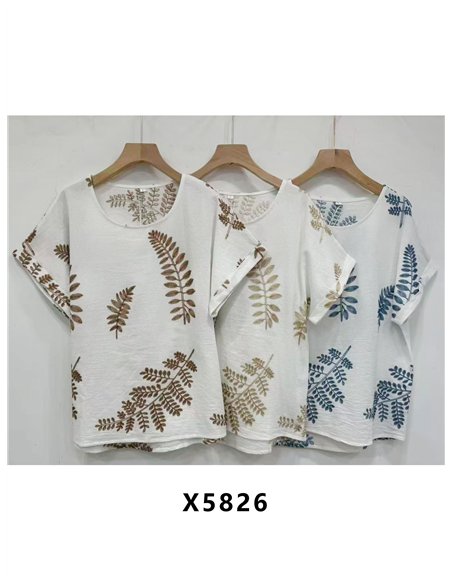 Blusa bordada de hojas