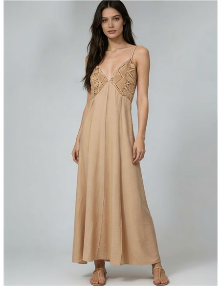 Vestido largo de crochet con lentejuelas