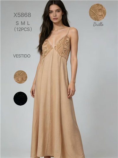 Vestido largo de crochet con lentejuelas 2