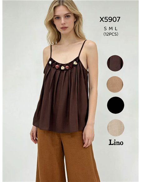 Top de tirantes con abalorios