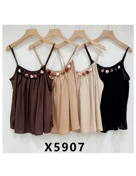 Top de tirantes con abalorios