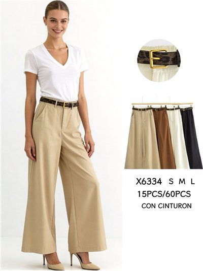 Pantalón wide-leg con cinturón animal print 2