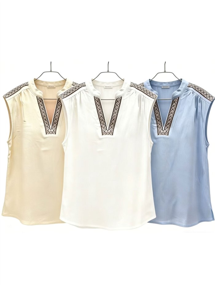 blouse brodée sans manches