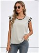 Ärmellose Bluse mit kontrastierender Borte