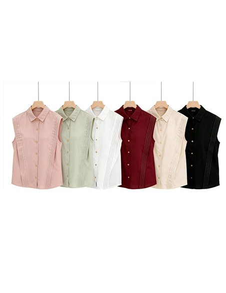 Camisa sin mangas con pliegues