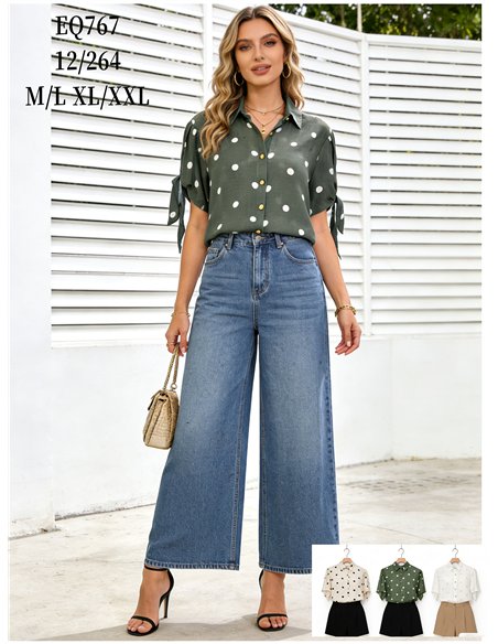 Camisa lunares con mangas lazos