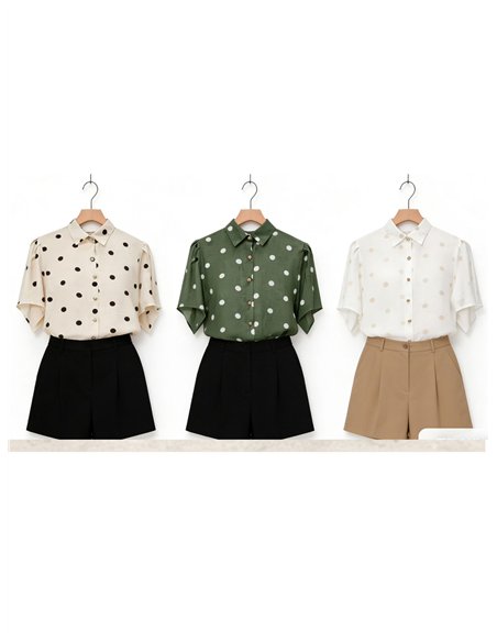 Camisa lunares con mangas lazos