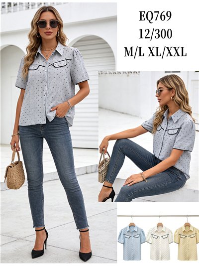 Camisa lunares con ribetes en contraste 2