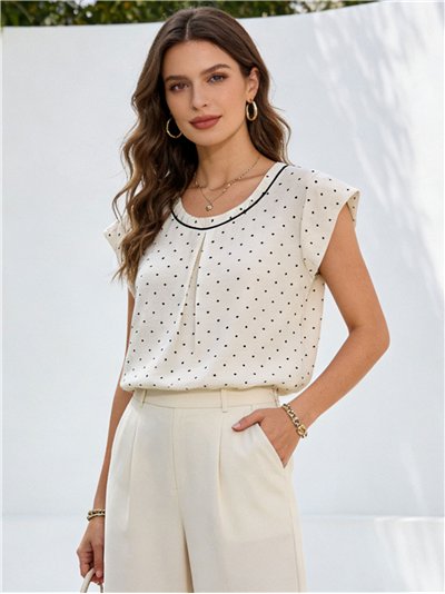 Blusa lunares con vivo en contraste