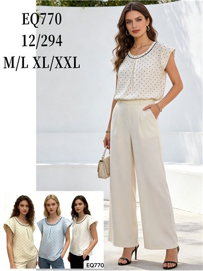 Blusa lunares con vivo en contraste 2