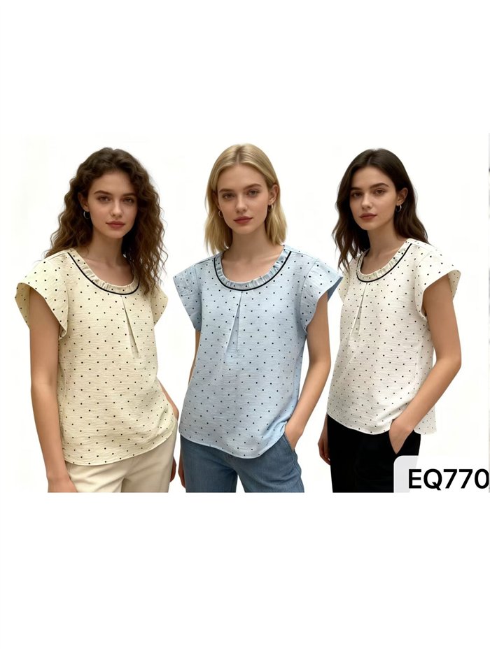 Chemisier à pois avec bordure contrastante