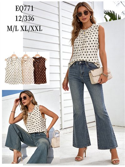 Blusa lunares con cuello fruncido 2