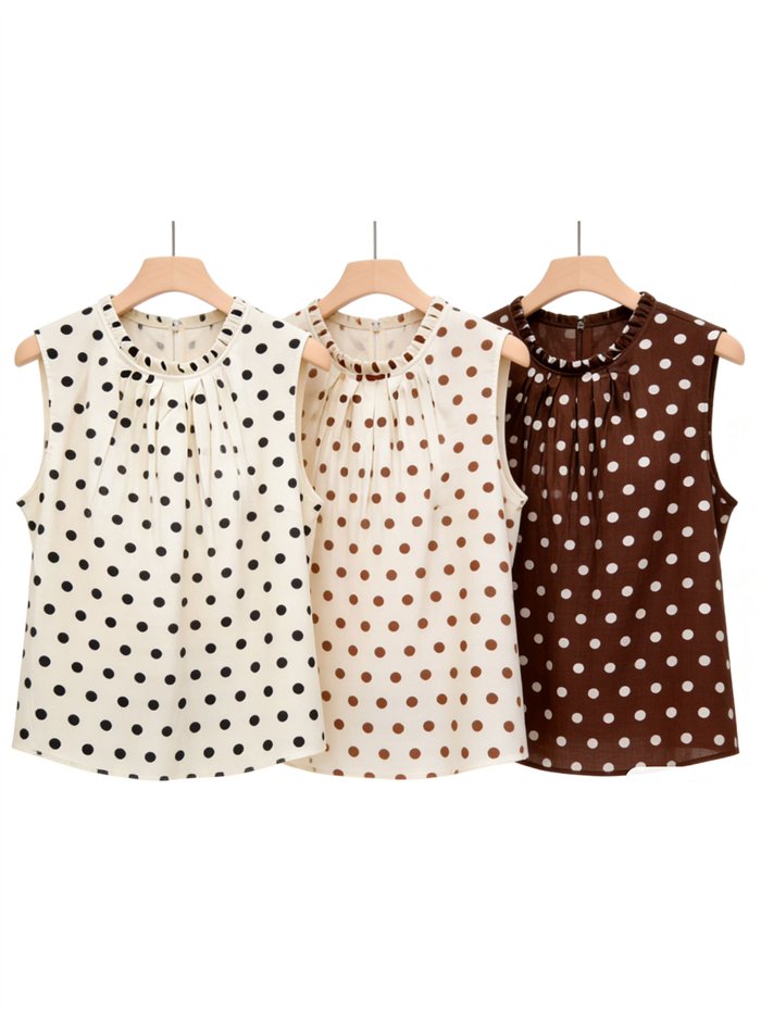 Blusa lunares con cuello fruncido