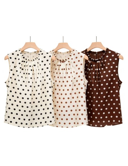 Blusa lunares con cuello fruncido