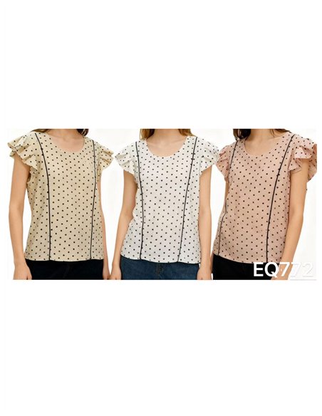 Bluse mit Polka-Dots und Rüschen