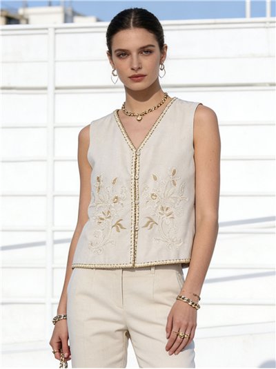 Chaleco bordado boho