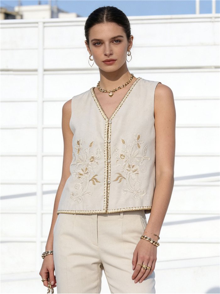 Chaleco bordado boho