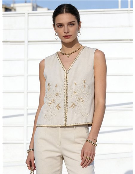 Chaleco bordado boho