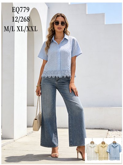 Camisa calada con bajo de encaje 2