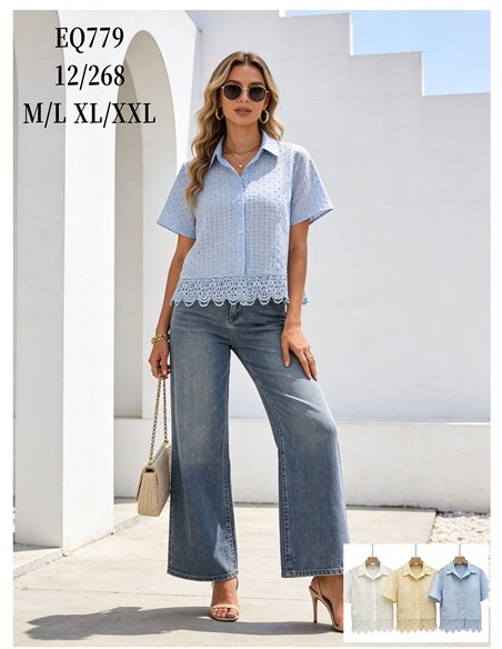 Durchbrochenes Hemd mit Spitzenbesatz