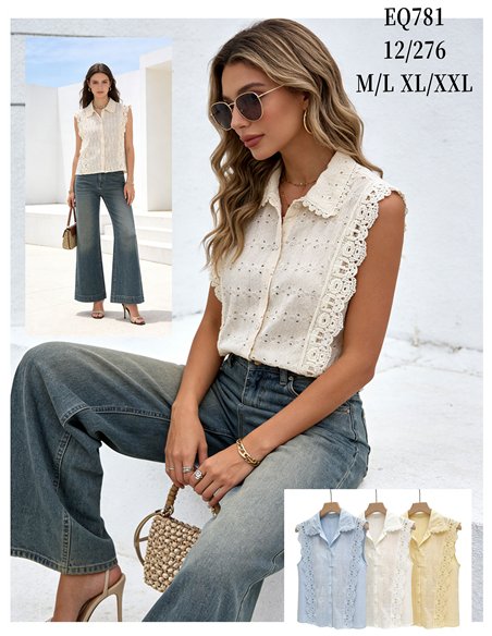 Camisa calada con guipur