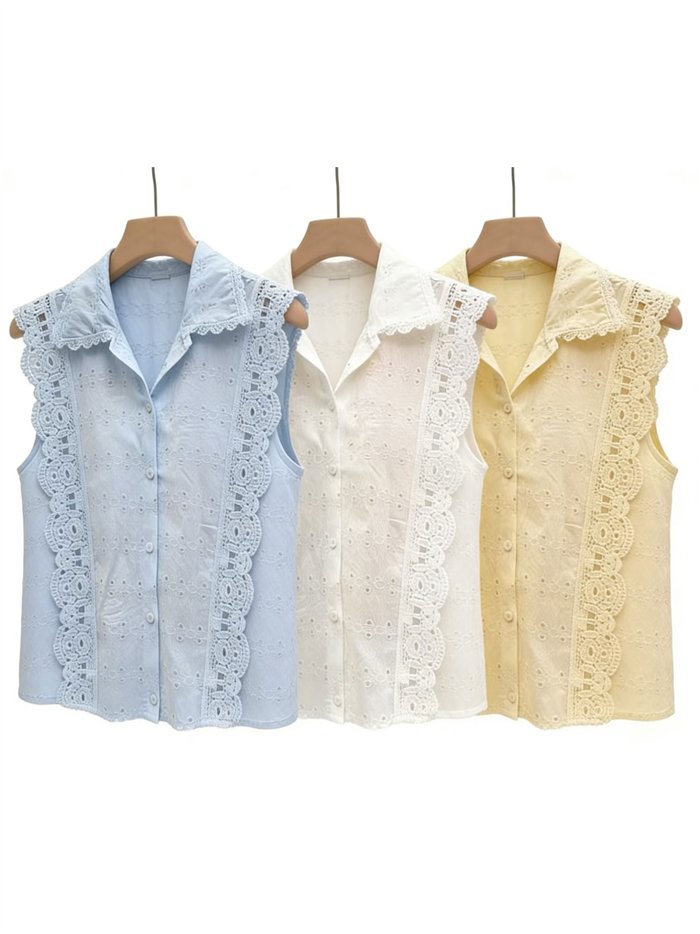 Camisa calada con guipur