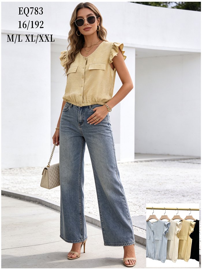 Blusa strass con volantes