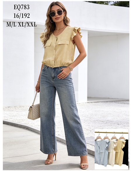 Blusa strass con volantes