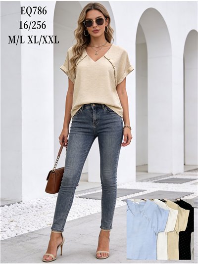 Blusa strass con botones decorativos 2