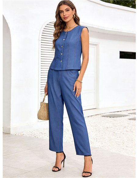 Set aus Weste und Hose im Denim-Look