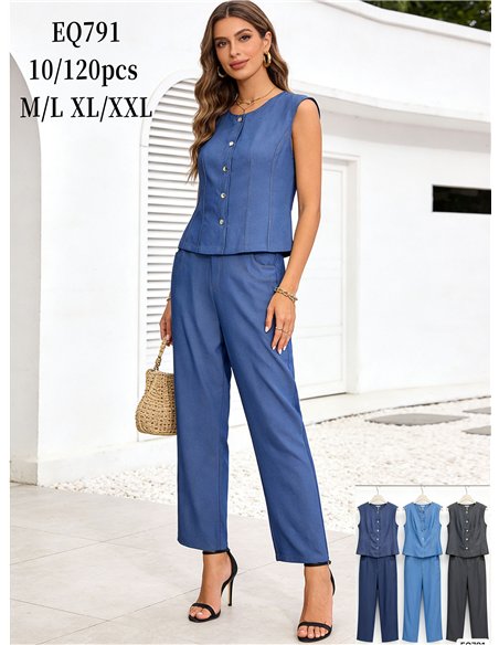 Set aus Weste und Hose im Denim-Look