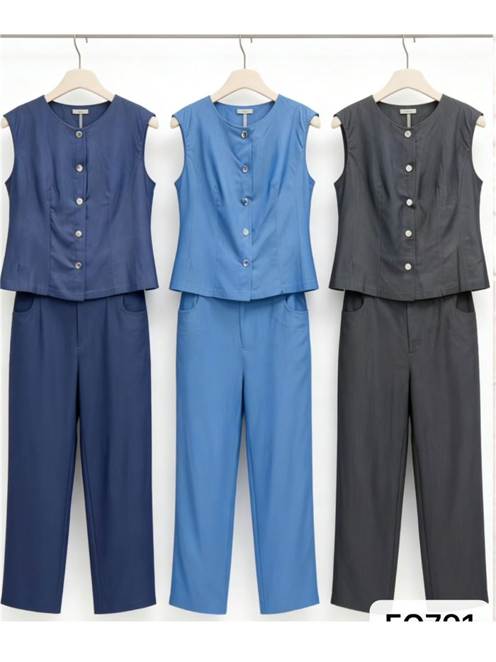 Set aus Weste und Hose im Denim-Look