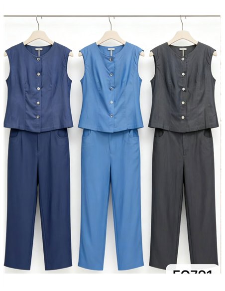 Set aus Weste und Hose im Denim-Look