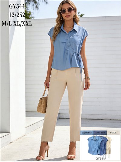 Camisa cruzada sin mangas con lazada 2