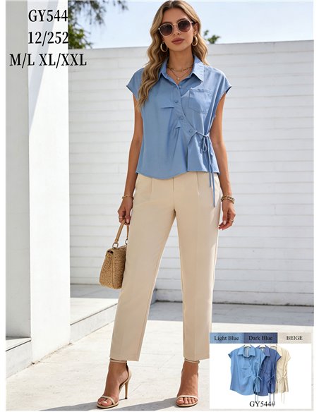 Camisa cruzada sin mangas con lazada