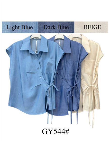 Camisa cruzada sin mangas con lazada