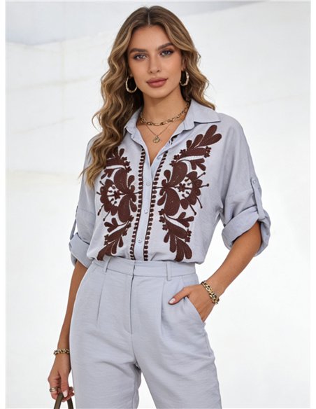 Camisa bordada boho